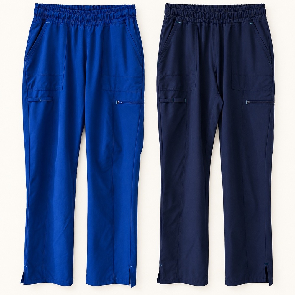 Scrubstar Scrub Pants Lot of 2 Size Medium Navy Electric Blue Stretch Cargo